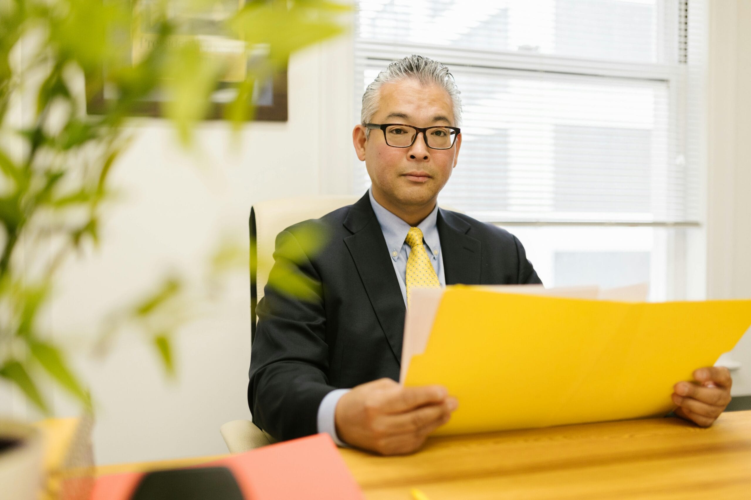 investment relations member with folder