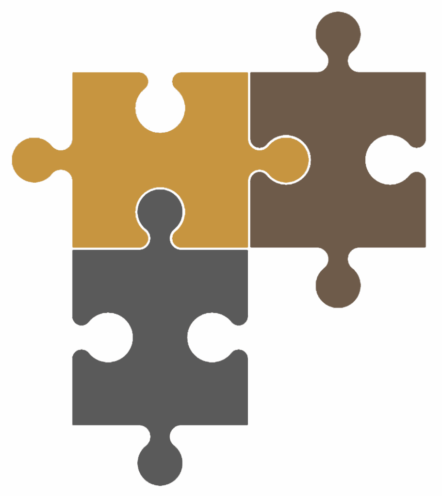 three puzzle pieces