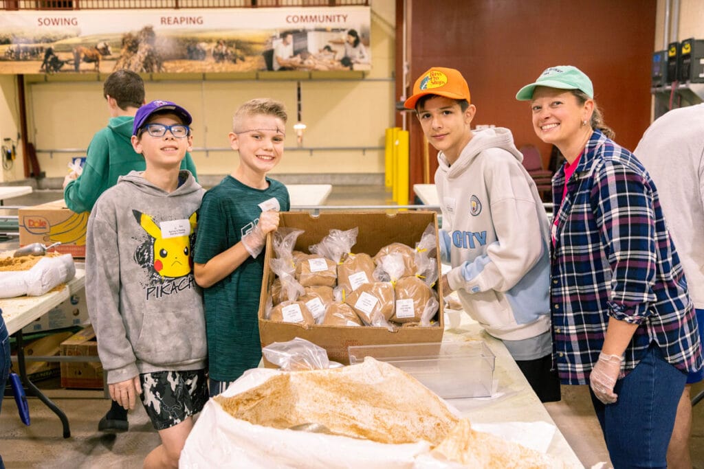 happy volunteers at work
